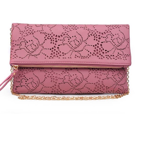 Handbags - Blush perforated new clutch with shoulder strap